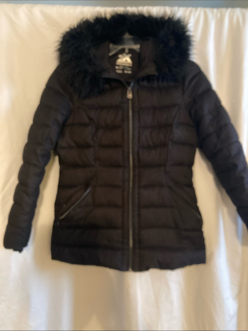 Zeroxposure S/CHBlack super warm Quilted Puffer coat with Faux Fur Hood